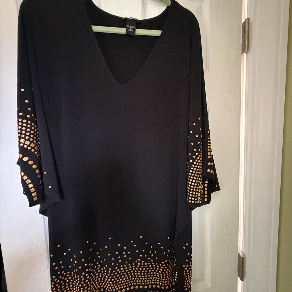 Moda International Black Dress with Gold Dots
